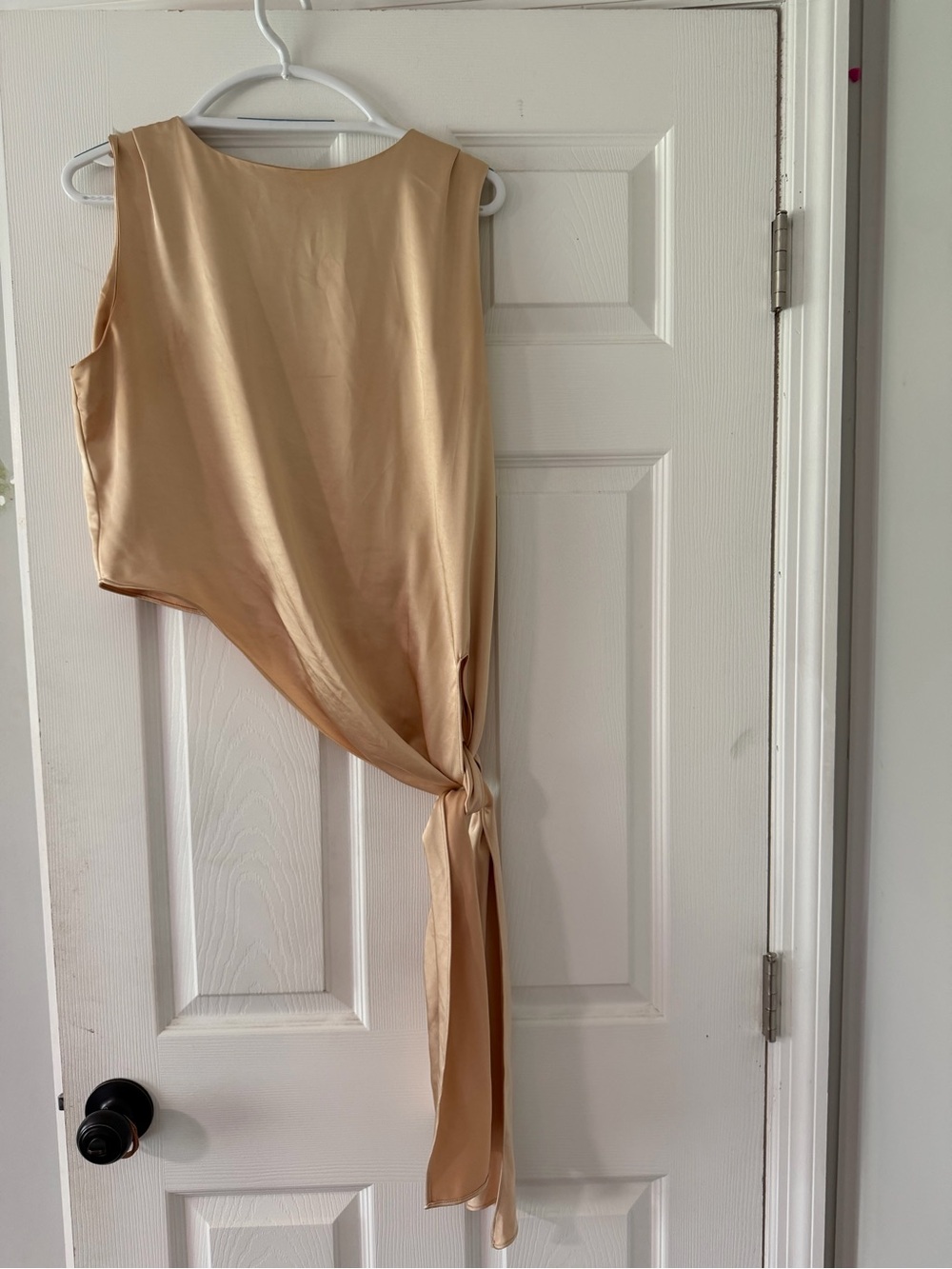 Asymmetrical Tie-Side Sleeveless Dress in Beige